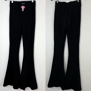 Dolls Kill Sugar Thrillz | Black Sparkly Sexy Flare Pants Rave Festival S